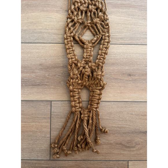 Vintage 1970s Macrame Wall Hanging Boho Brown Braided Fiber Art 34” - Picture 8 of 16